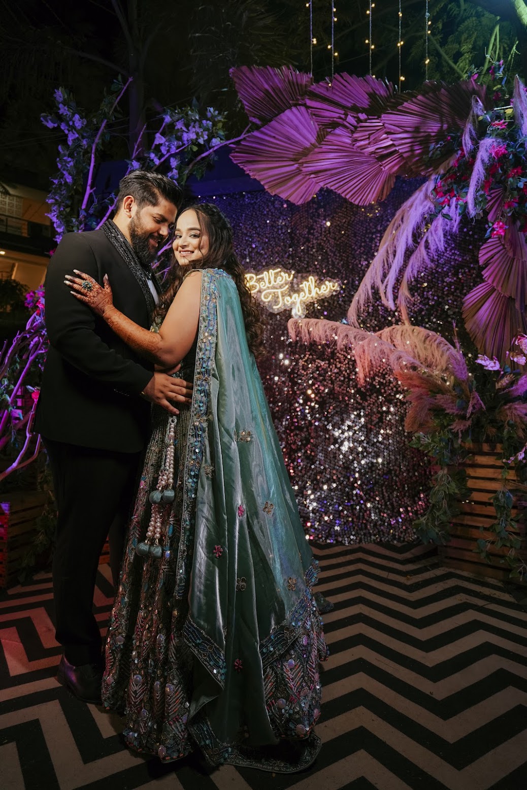 Couple laughing together in pre-wedding shoot