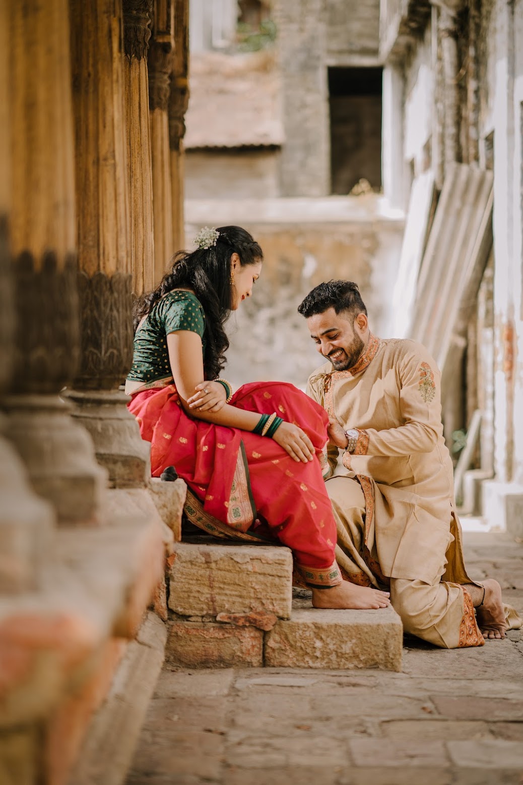 Couple during engagement photoshoot